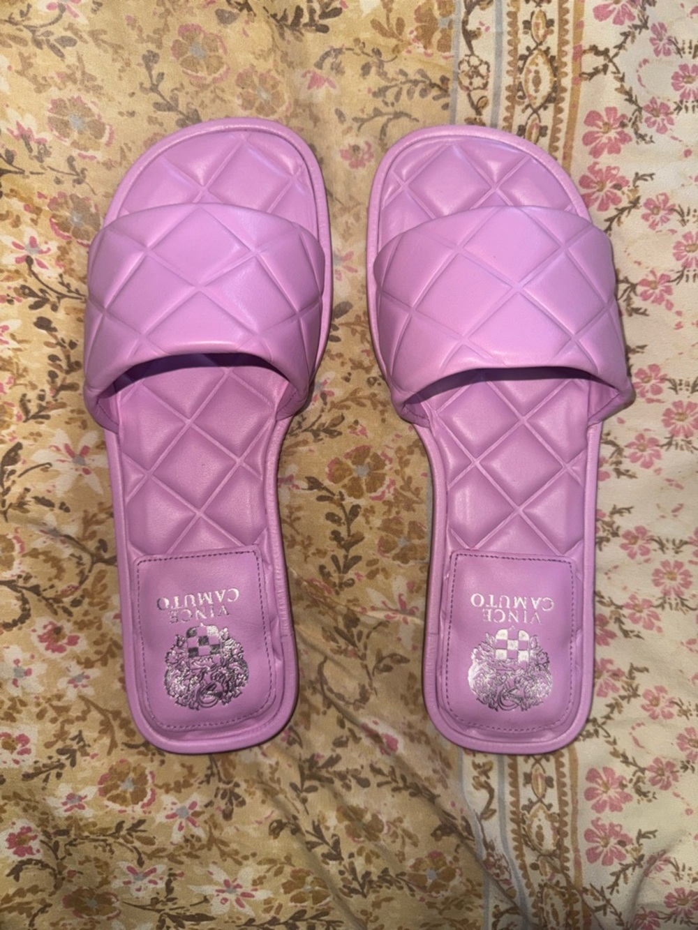 Vince Camuto Lavender Quilted Slide Sandals
